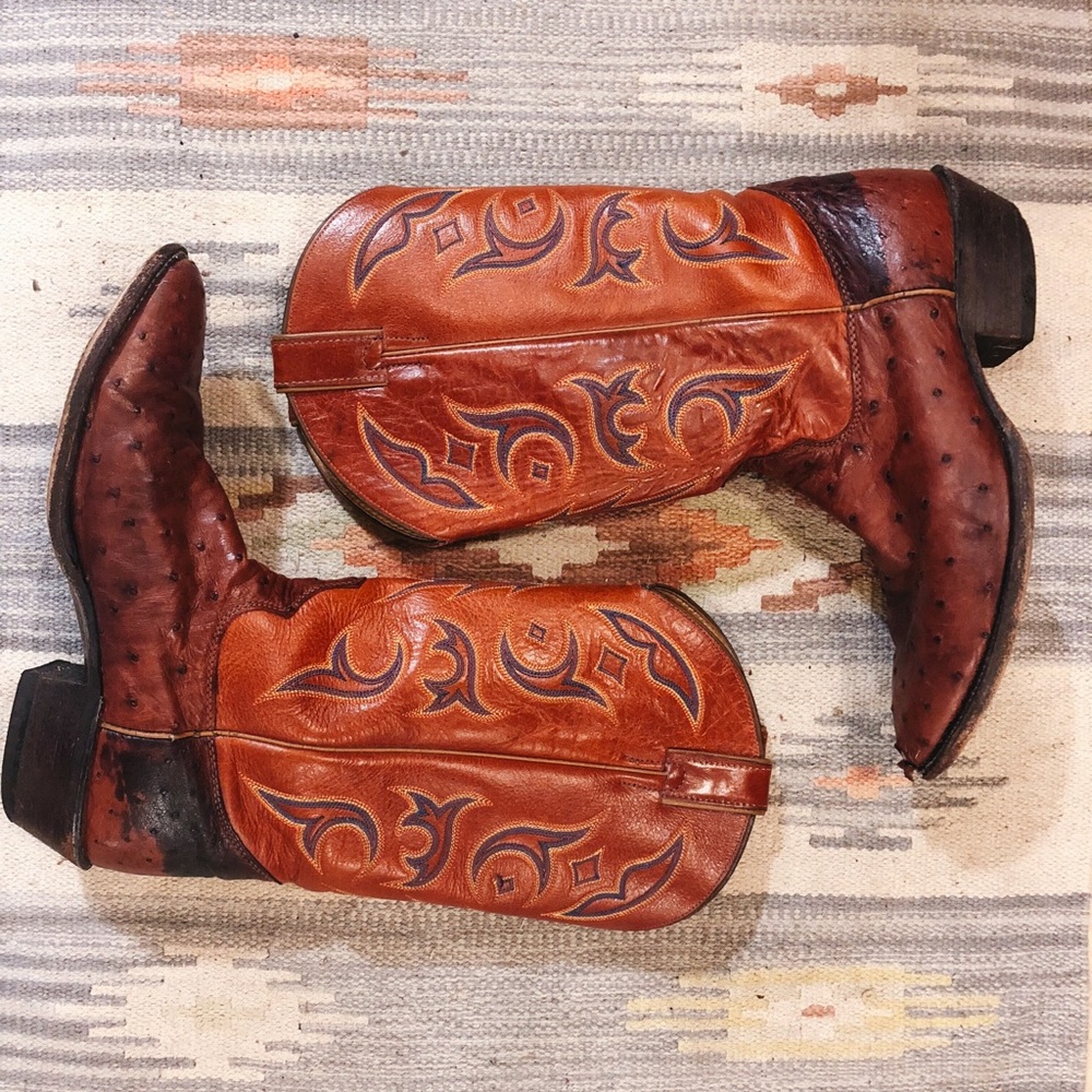 Justin Boots - Men’s Ostrich Skin Cowboy Boots